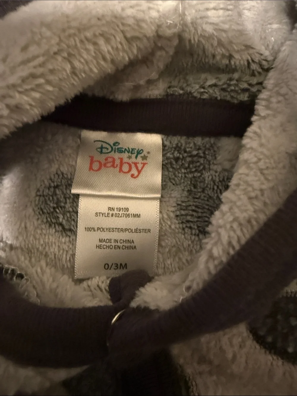 Disney Gray Fleece Hoodie with Dark Gray Mickey Silhouettes